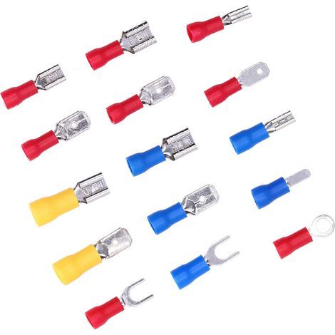 Insulated Electrical Terminal Fork Ring Spade Type Quick Disconnect Wire Connector Assortment (1/4)
