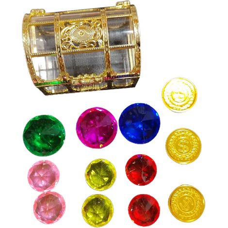 Lot de 10 jouets de plongée colorés avec coffre au trésor pirate - Jeu de plongée sous-marine pour piscine, cadeau d'été pour fête (1/5)