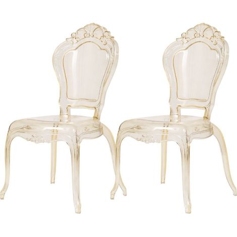 Set 2 sillas de policarbonato transparente Silla de cocina/sala de estar Sillones de plástico para comedor Sillón dormitorio (1/5)