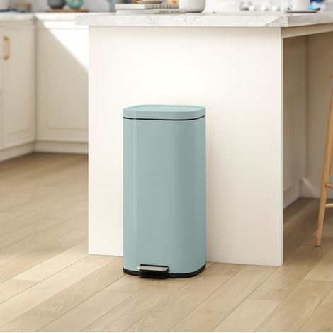 Pattumiera da cucina a pedale 30 L con coperchio a chiusura morbida, verde DESVIAE (1/5)