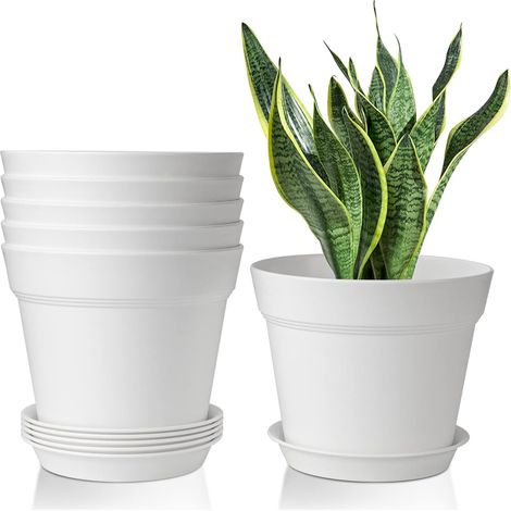 ZOLGINAH 6Pcs Pot de Fleur en Plastique 4 Pouces Blanc (1/5)