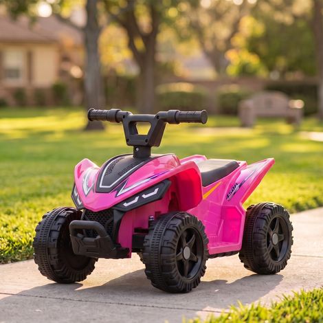 Quad Électrique Enfants 6 V, Voiture Électrique Enfants, Batterie au Lithium, Vitesse Max. 2 Km/H, 18 à 48 Mois, Rose (1/5)