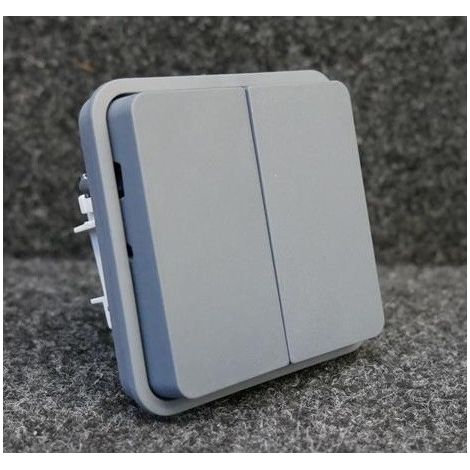 Double poussoir inverseur étanche Cubyko associable - Gris - WNA044- Hager