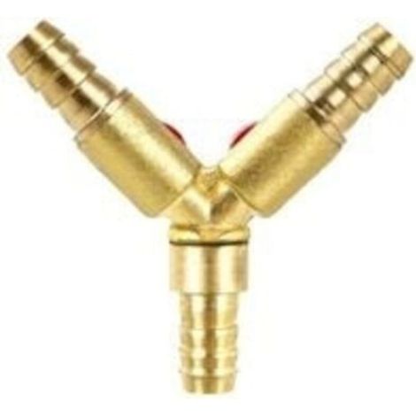 Y Connecteur de tuyau 3 voies séparateur, alliage de laiton et de zinc, 10 mm valve à bille pour eau, huile et gaz pour arrosage de jardin(1 pièce)