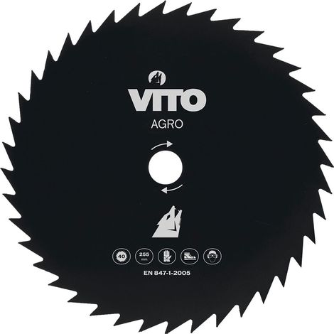 Lame de Coupe pour Débroussailleuse 40 dents Diam 255mm Alesage 25.4 VITO (1/2)