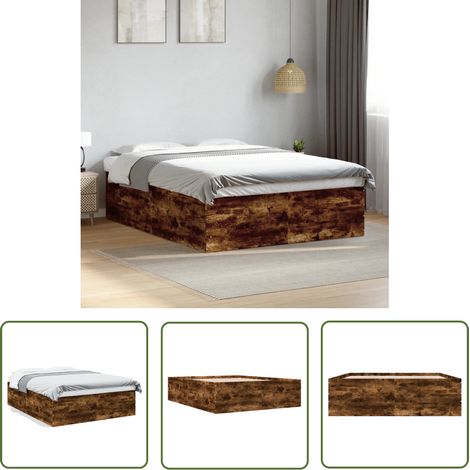 The Living Store Bettgestell Räuchereiche 150x200 cm Holzwerkstoff - Holzbettfassungen - Doppelbett - Massivholzbette - Betträume - Modernes Bett (1/5)