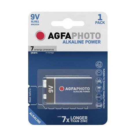 Agfa-photo 6LR61 Pile Alcaline 9V Gris et Rouge (1/2)