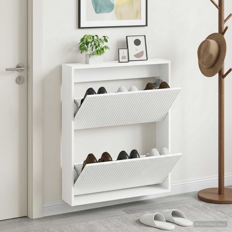 vidaXL Wall-Mounted Shoe Cabinet ARNHEM 71 x 17 x 86 cm White (1/5)