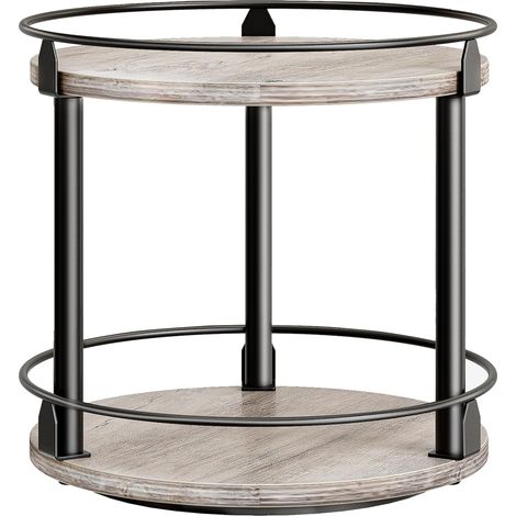 Étagère à Épices, Organisateur Pivotant, Plateau Rond à 2 Niveaux, Plateau à Épices Rotatif, pour comptoir de Cuisine, Table à Manger, Coiffeuse, Bureau, Gris Patiné et Noir XSR22BG (1/5)