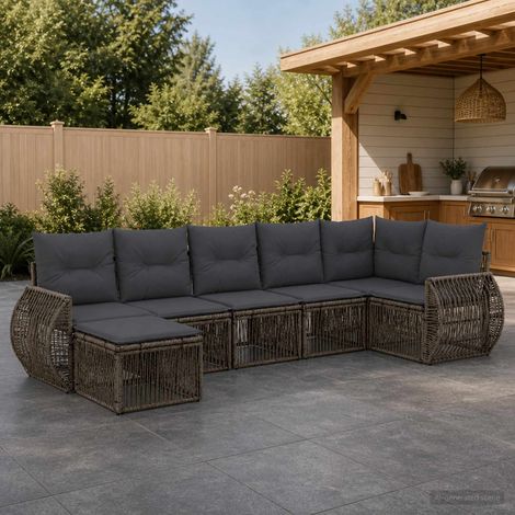 Set Divano da Giardino 7 pcs Grigio e Grigio Scuro polyrattan vidaXL (1/5)