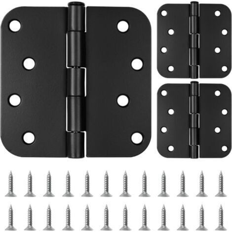 CCYKXA Charniere Porte Noir Mat 10 cm [Lot de 3] - Charnières de Portes Extérieures & Intérieures de 150 cm à 200 cm en Fer & Arrondies - Quincaillerie Robuste avec Un Rayon d'Angle de 16 mm (1/5)