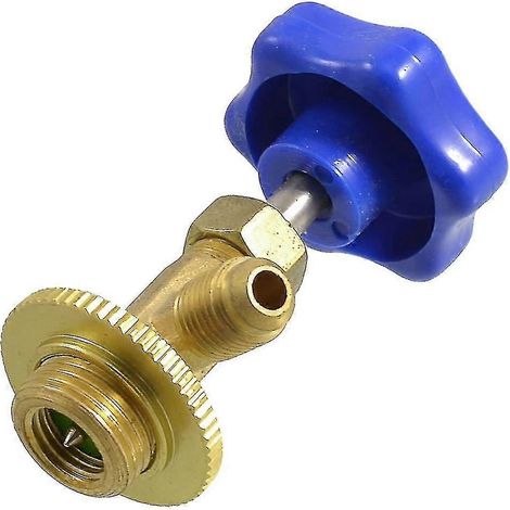 Ouvre-robinet à bouchon en plastique bleu fileté de 17 mm pour bidon de réfrigérant R134 (1/5)