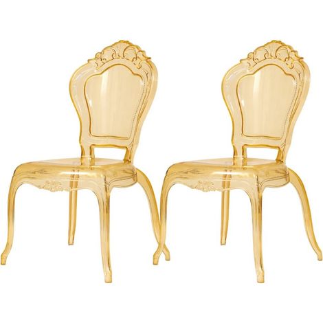 Set 2 sillas de policarbonato transparente Silla de cocina/sala de estar Sillones de plástico para comedor Sillón dormitorio (1/5)