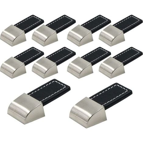10pcs Leather Drawer Knobs Black Cabinet Knobs Leather Furniture Knobs with Leather Knob Screws for Cabinets, Kitchens and Doors (1/5)