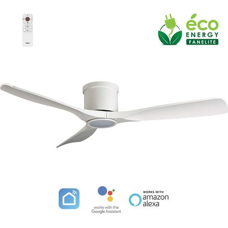 Fanelite - Brasseur d'air 132 cm blanc ARATUA - Moteur DC 35W - Lumière LED 20W dimmable 3 couleurs - Wifi - Contrôles vocaux