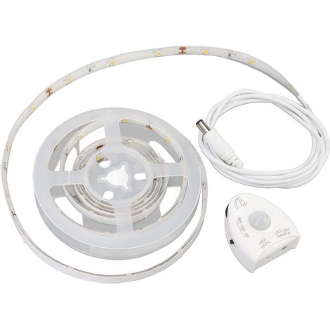 Bandeau LED de 1,5 m pour installation sous le lit, avec détecteur de mouvement et variateur, adaptateur inclus, lumière chaude pour chambres, cages d'escalier, meubles et salles de bains (1/5)