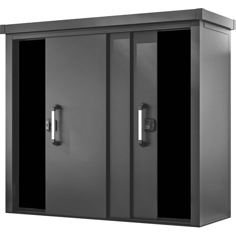 GFP Primeyard Armario exterior metálica 210x78x191 cm Casetta de jardín antracita incl.suelo (1/5)