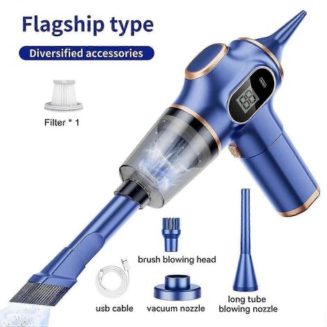 Aspirateur robot portable 5 en 1 sans fil pour voiture et maison (bleu) (1/5)