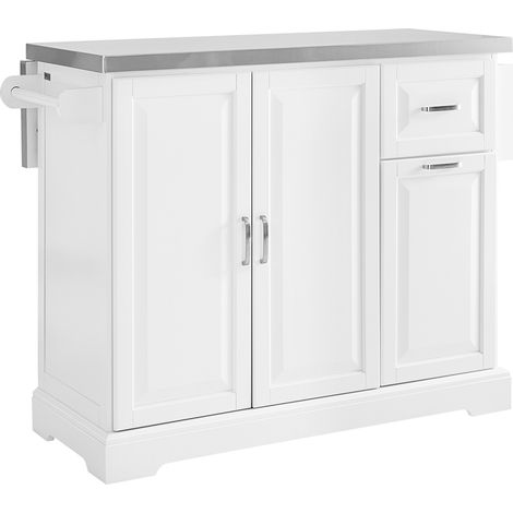 SoBuy Carrello cucina bianco con piano pieghevole Isola cucina pieghevole con cassetti e ante Credenza in MDF per cucina piccola 107×71×91 cm FKW128-II-ST (1/5)