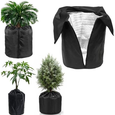 Housse de protection contre le gel Sac antigel pour plantes en pot Sac de protection hivernale contre la neige pour pots de fleurs (4555 cm Noir) (1/5)