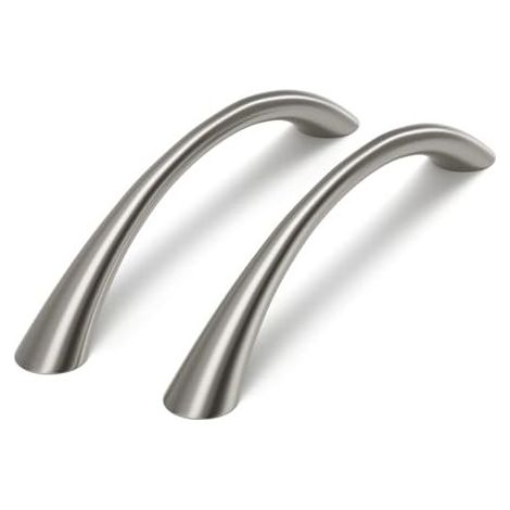 10 poignées de placard de cuisine argentées, entraxe de 128 mm, poignées de cuisine incurvées, poignées de placard modernes, poignées de tiroir, poignées de porte brossées (1/5)