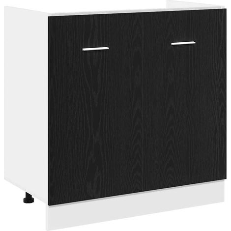 Mueble Bajo para Fregadero Roble Negro 80x46x81,5 cm Madera Ingenierizada vidaXL