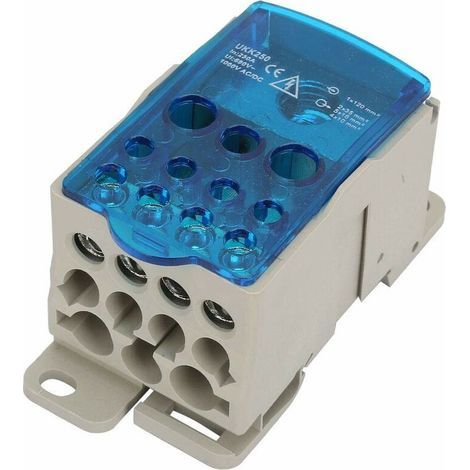 Scatola di derivazione universale UKK250A con terminali di uscita multipli da 1 pollice per guida DIN 250A per connettori di cavi elettrici. (1/5)