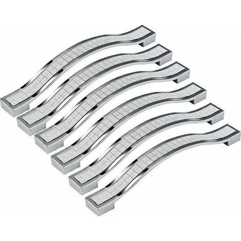 tiradores de puerta de cristal de 128 mm, pomo decorativo para armario, cajón, alacena, ropero, color plata-crezuo-Crezuo
