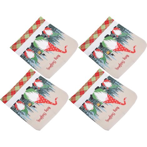 4 housses extensibles pour chaises motif Père Noël, lot de 4 - Décoration festive de Noël (1/5)