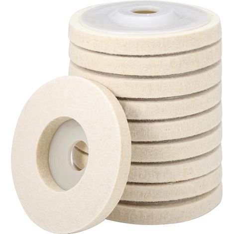 Lot de 10 disques de polissage en laine pour meuleuse d'angle 125 mm Disque de polissage Meuleuse d'angle Perceuse Outil pour métaux, verre, céramique, marbre, voiture (épaisseur 12 mm) (1/5)