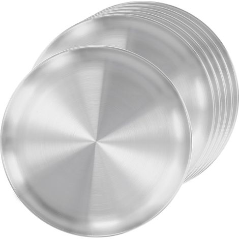 Lot de 6 Assiettes en Acier Inoxydable, Diamètre 26 cm, Empilables, Pour Cuisson Four et Table (1/5)