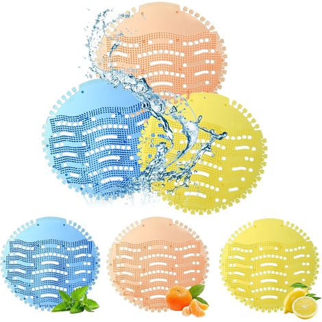 6 Pack Urinal Sieve with Scent (16 x 17 cm) - Universal Urinal Sieve Set with Splash Guard and Odour Neutralizer - Splash Proof Urinal Insert (1/5)
