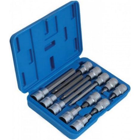 Coffret embouts courts et longs hexagonaux sur douilles, 6 pans 4 à 12mm (1/2)