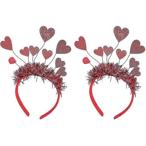 Lot de 2 serre-têtes pour femmes, bandeaux de fête, jolis accessoires pour cheveux en forme de cœur, bandeaux pour la Saint-Valentin, décoration pour filles (1/3)