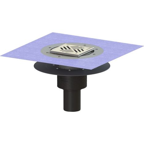-Bodenablauf Ecoguss Klebeflansch DN 70, senkr., Variofix, Schlitzrost (1/2)
