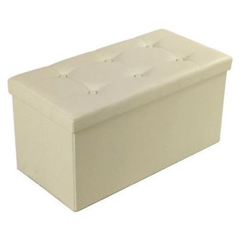 TRADE SHOP - Pouf Scatola Contenitore Rettangolare Similpelle Cassapanca Poggiapiedi Colore - Beige