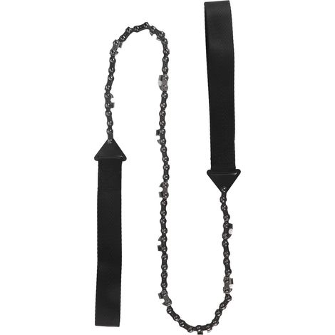 11-Zahn-Taschenkettensäge, tragbare Überlebenshandsäge, Holzschneidwerkzeug, Notfallwerkzeug für Camping und Wandern mit Griff, schwarz. (1/5)