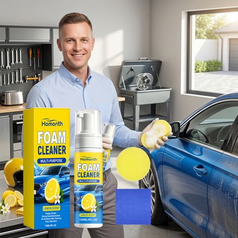 Mehrzweck-Schaumreiniger-Set für die Autoinnenreinigung und die Haushaltspflege – Inhalt: 150 ml Schaumreiniger, Schwamm, Handtuch -- BIEMMEDUE (1/5)