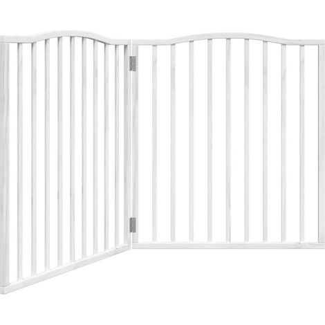 Barrière de sécurité pour chien animaux de compagnie pliable 2 panneaux 160 cm bois de peuplier blanc