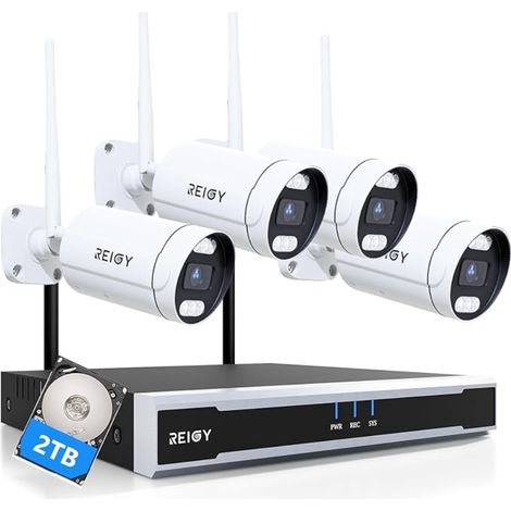 8MP Kit Camera Surveillance WiFi Exterieure Disque Dur 2To, 4K Système Videosurveillance 16CH NVR+4X 2160P Camera, Audio Bidirectionnel Vision Nocturne Détection Mouvement IP66 Imperméable (1/5)