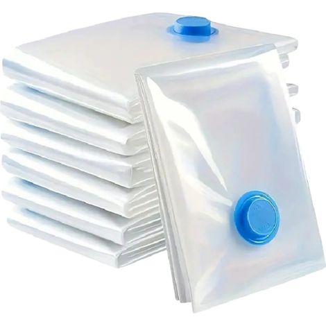 7 Bolsas de almacenamiento al vacío transparentes y resellables para compresión, ideales para ropa, ropa de cama, almohadas, dormitorios, armarios y mudanzas. 40x60 cm (1/5)
