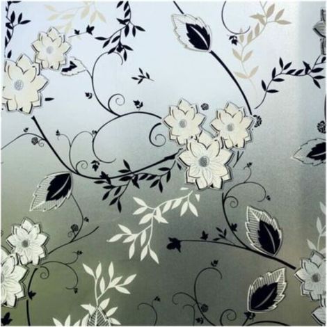 Fenster-Sichtschutzfolie, statisch haftende Glasfolie mit Blumenmuster, 30 x 100 cm