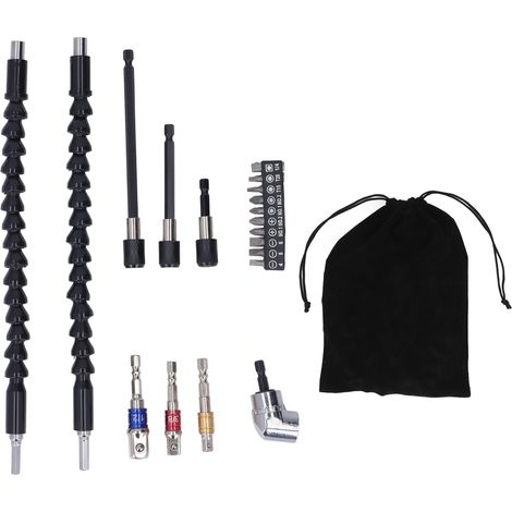 Jeu d'extensions de forets, Extensions flexibles à 105 degrés, adaptateur de prise universel, Kit de support de tête de tournevis