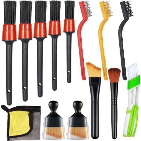 Pinceau Nettoyage Voiture,14 Pièces Kit Nettoyage Voiture Interieur,Kit Nettoyage Voiture,pour Detailing Auto Nettoyage,Moteur, Tableau de Bord, Intérieur,Nettoyage Moto (1/5)