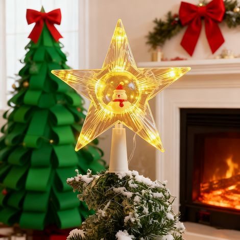 Décoration de sapin de Noël avec LED, Étoile décorative pour sapin de Noël, Décoration de Noël à piles, Lumière LED pour sapin de Noël, lumière chaude (1/5)