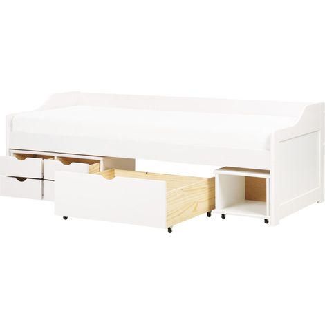Tagesbett mit Stauraum Kiefernholz ROYVILLE 90 x 200 cm Weiß (1/5)