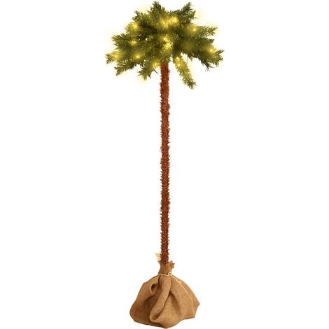 Palmier Sapin de Noël Artificiel Lumineux 100 LED Connexion USB 120 cm Vert et Marron - PANGIVO (1/5)