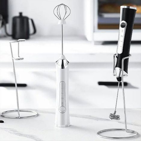 1 Mousseur à lait, rechargeable USB, acier inoxydable, noir, pour café et cuisine (1/5)