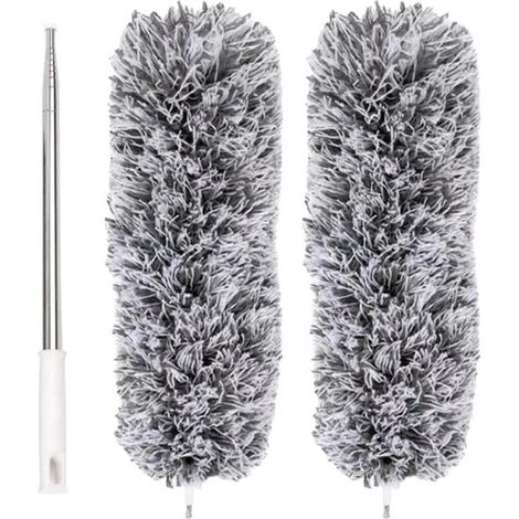 Plumeau Extensible en Microfibre avec Perche télescopique en Acier 110 po et tête Nettoyage Pliable Plumeau Plafond Lavable