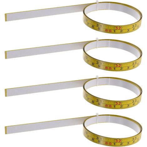 Lot de 4 Mètres Rubans Adhésifs Plats en Acier à Haute Teneur en Carbone Règles Autocollantes Métriques 1 Mètre Double Échelle pour Bricolage et Travail du Bois